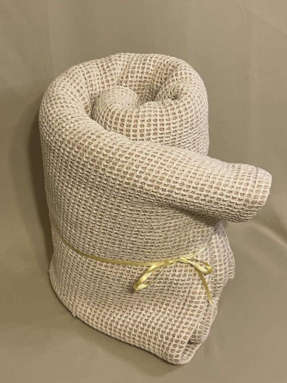 Vera Wang Cotton Waffle Weave Throw Blanket 80x80 inch Beige/White